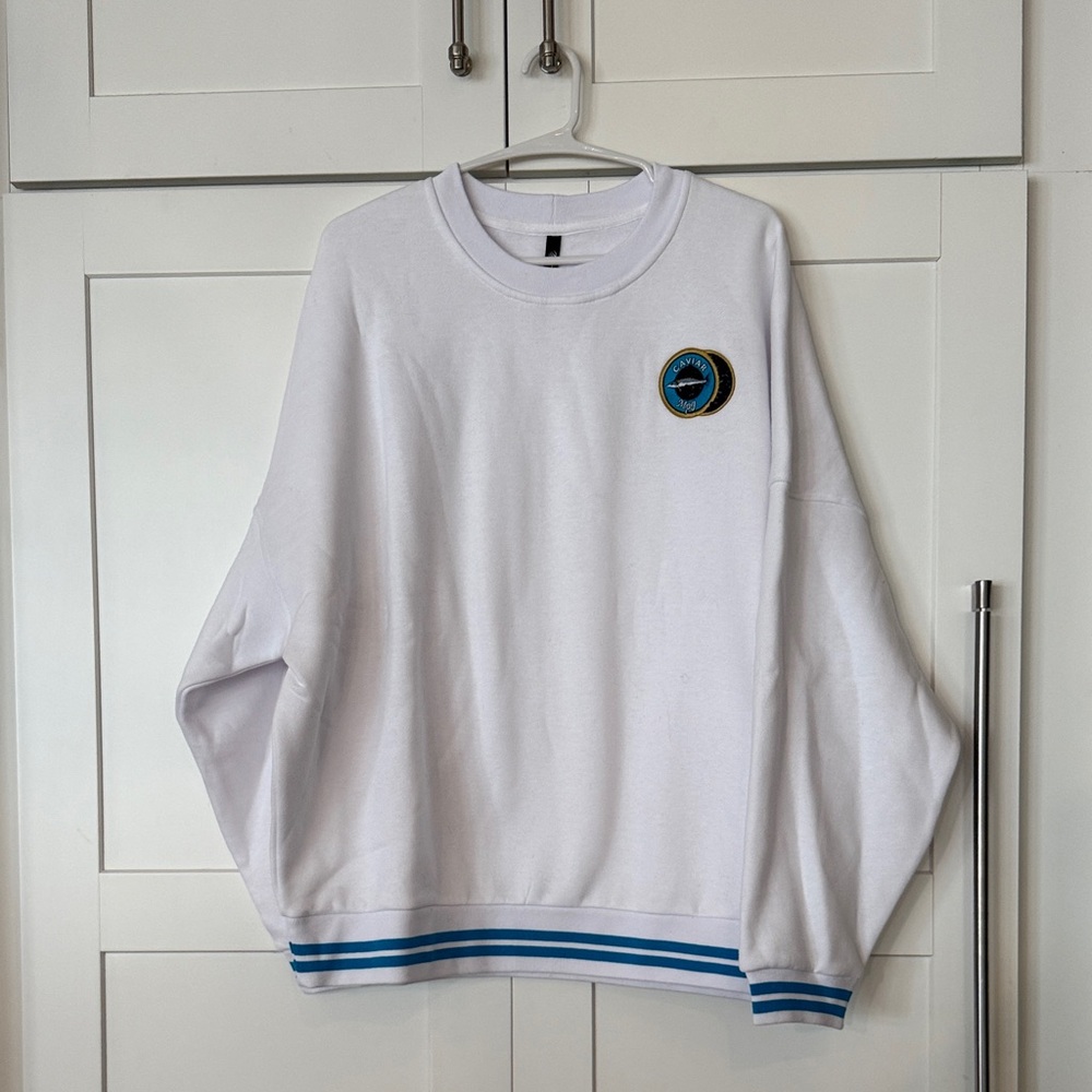 MPG White Sweatshirt with Blue Accents
